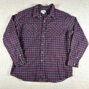 Haband Mens XL Western Plaid Pearl Button-Up Long Sleeve Flannel Shirt Cowboy